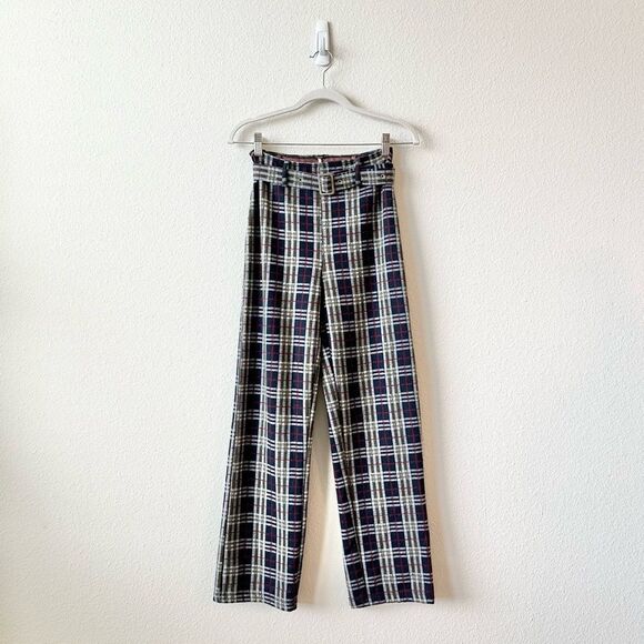 Free People Plaid Modern Love Set Blue Red Size 4 - Picture 7 of 11